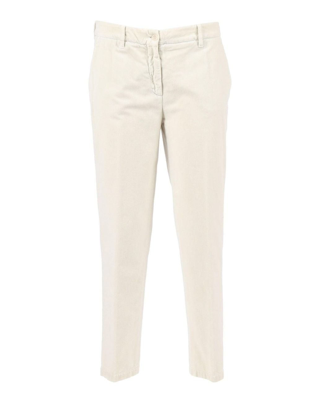 Aspesi Natural Tailored Long Pants With Classic Button Closure