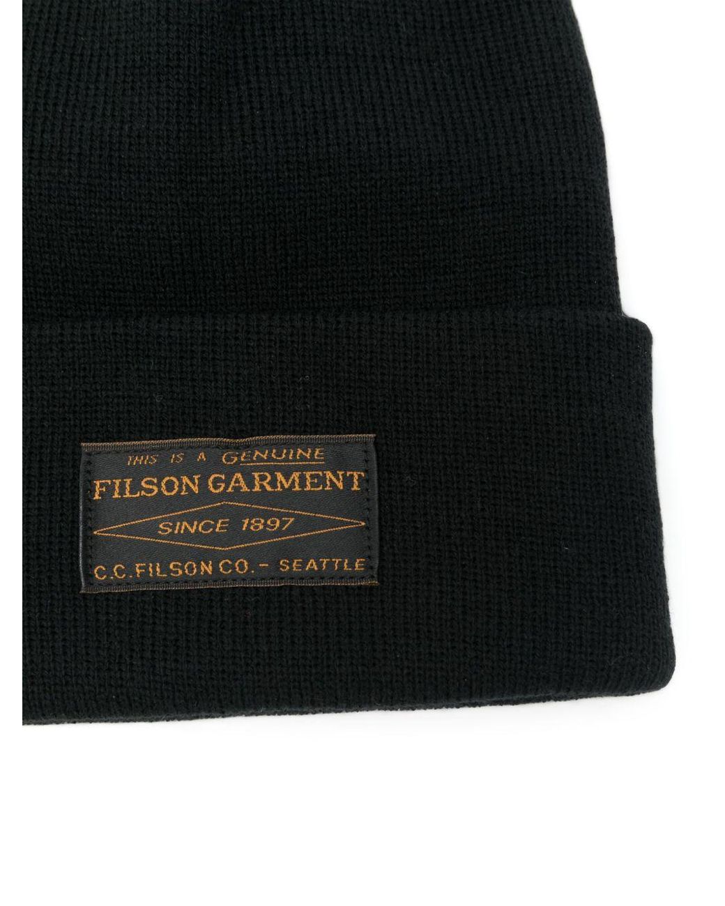 Filson Black Logo Beanie for men
