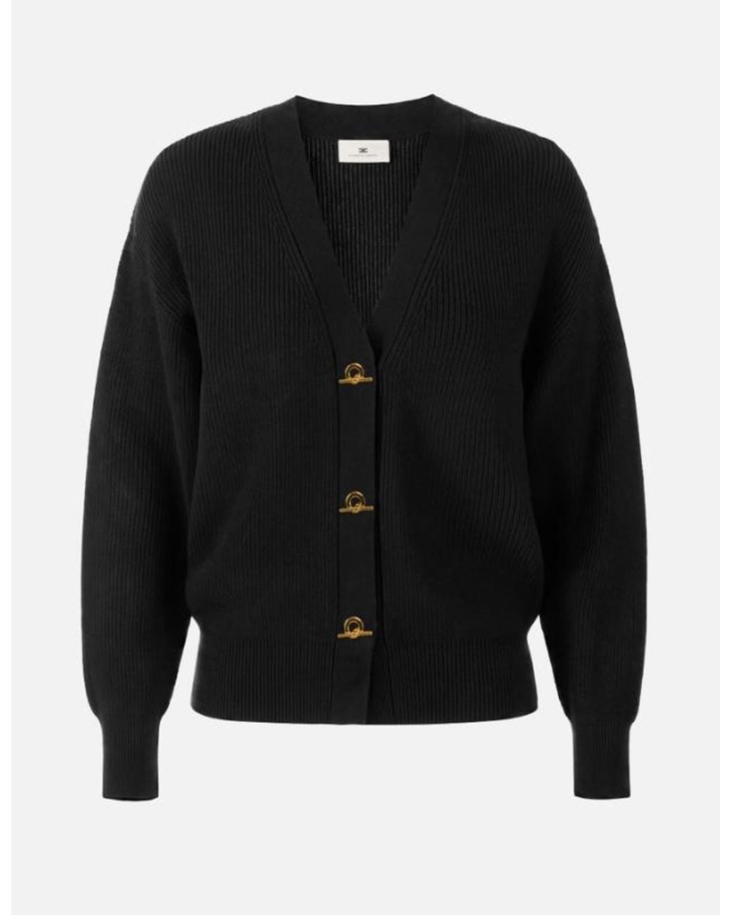 Elisabetta Franchi Black Cardigan With Jewel Buttons