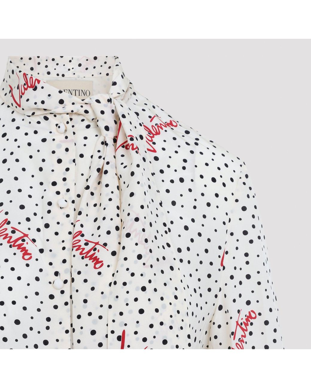 Valentino White 100% Silk Drape Button-Up Shirt