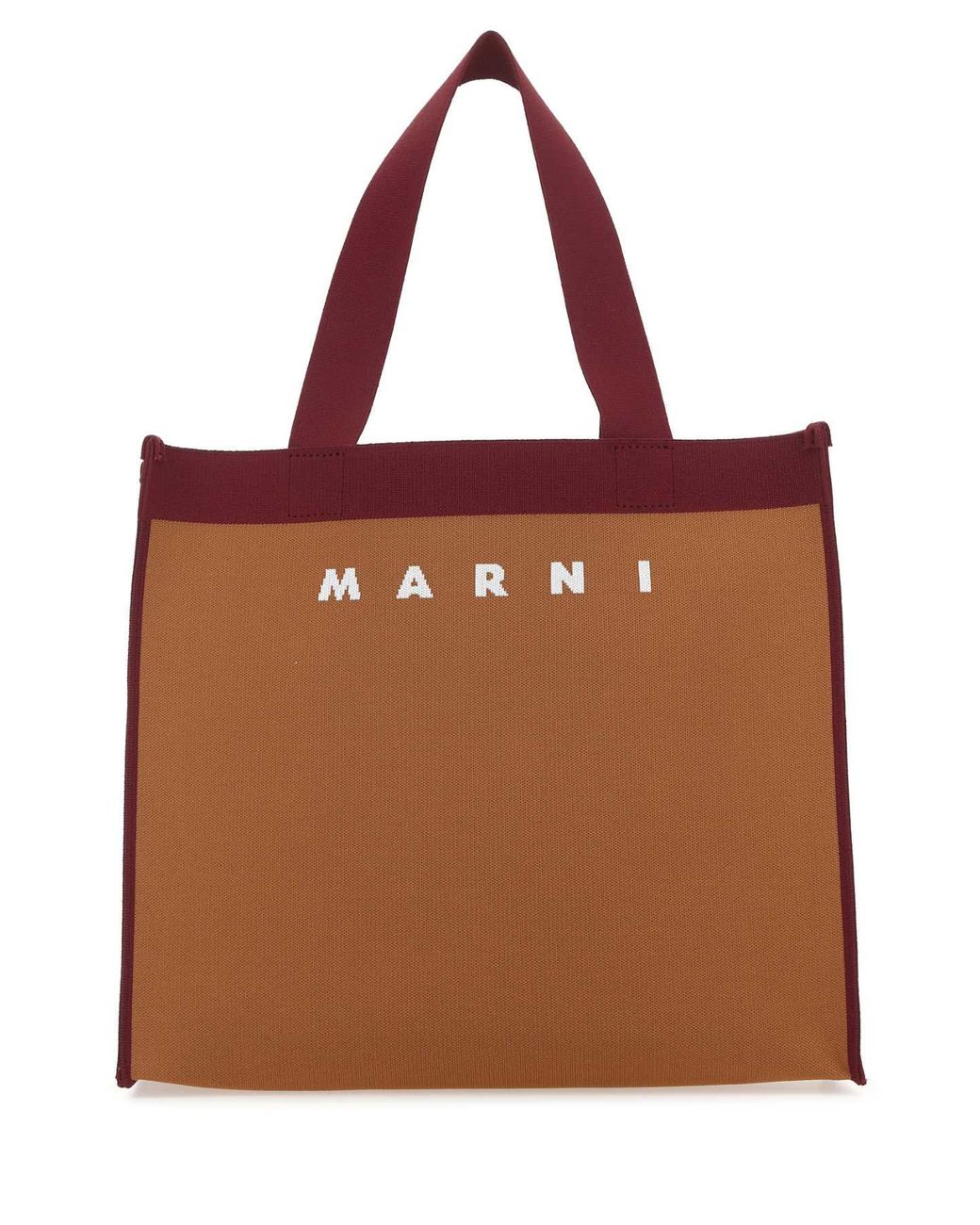 Marni Brown Two-Tone Fabric Medium Shopping Bag
