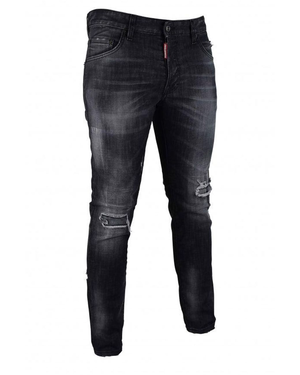 DSquared² Blue Distressed Dark Cotton Skater Jeans for men