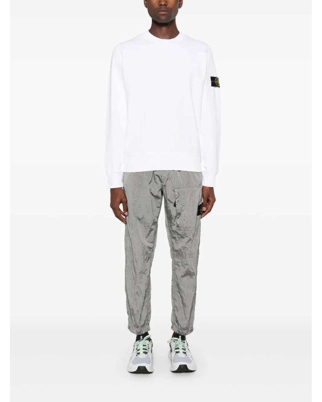 Stone Island White Logo-Patch Sweatshirt for men