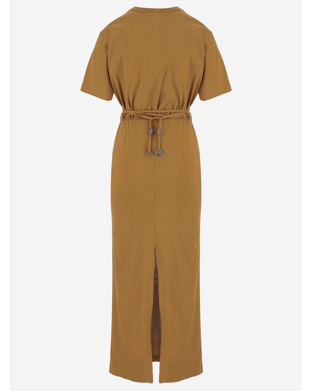 Pinko Natural Cotton Dress With Cut-Out Detail