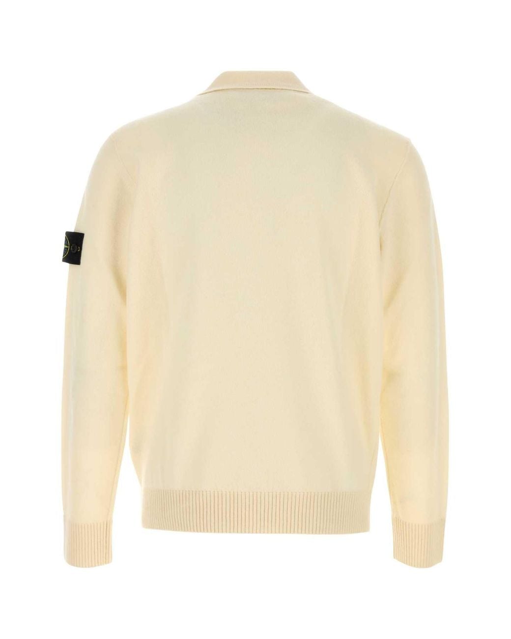 Stone Island Natural Ivory Wool Polo Shirt for men