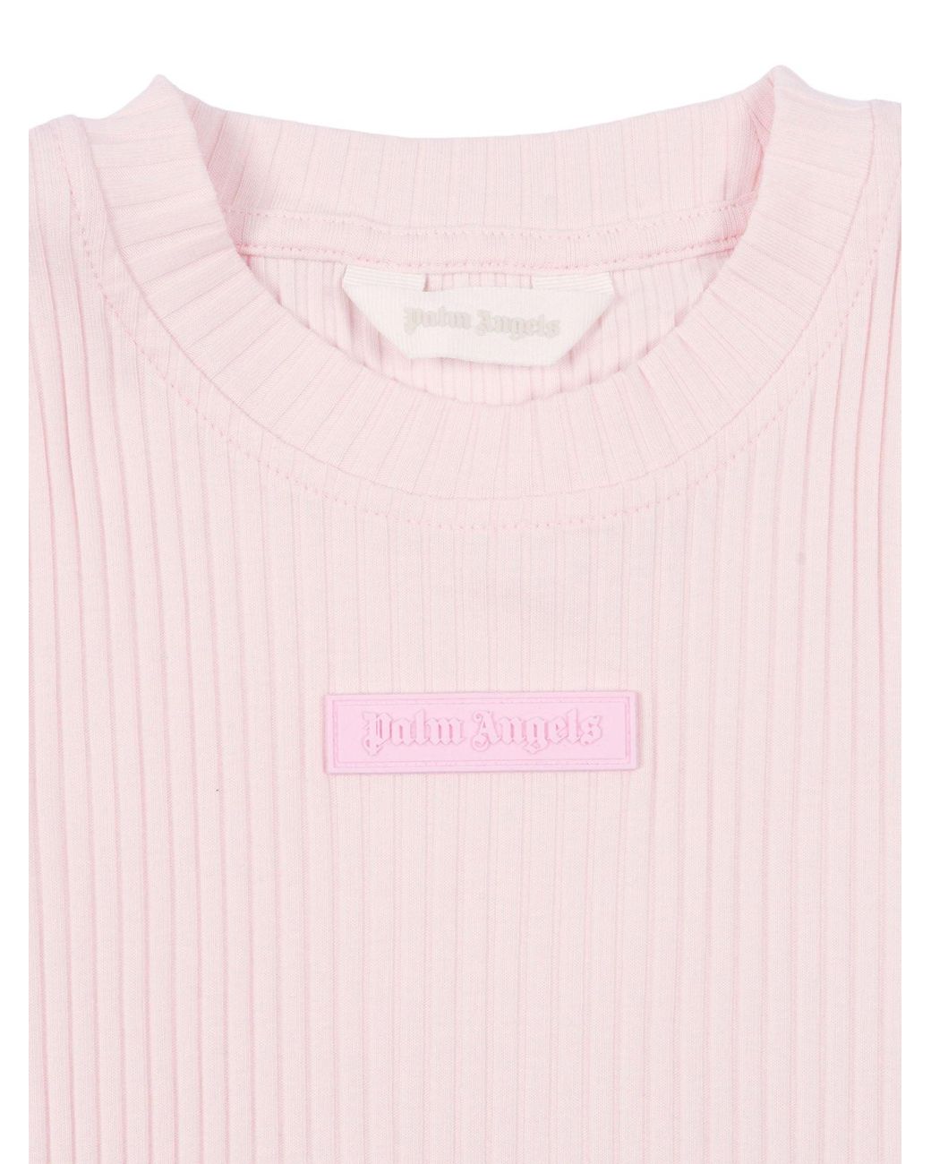 Palm Angels Pink Logo Rib Baby Tee S/S Girl for men