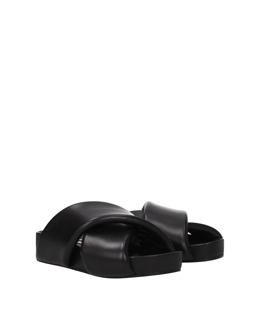 Jil Sander Black Platform Cross Strap Sandals