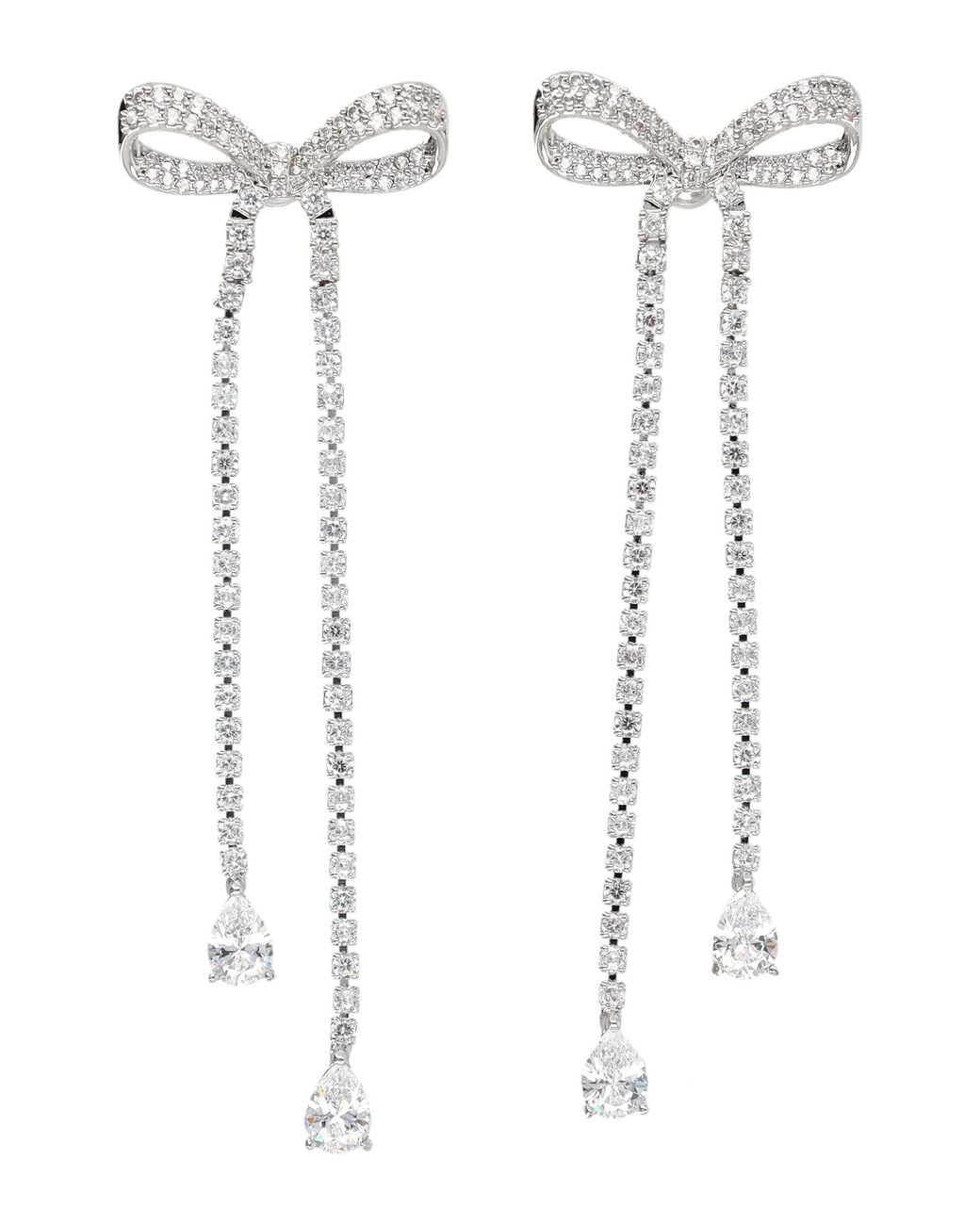 Self-Portrait White Dangling Crystal Embellished Earrings