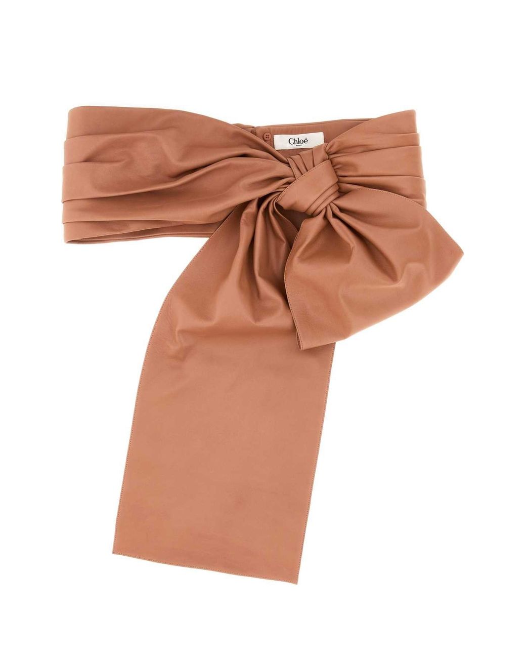 Chloé Brown Bow Solid Tie Belt