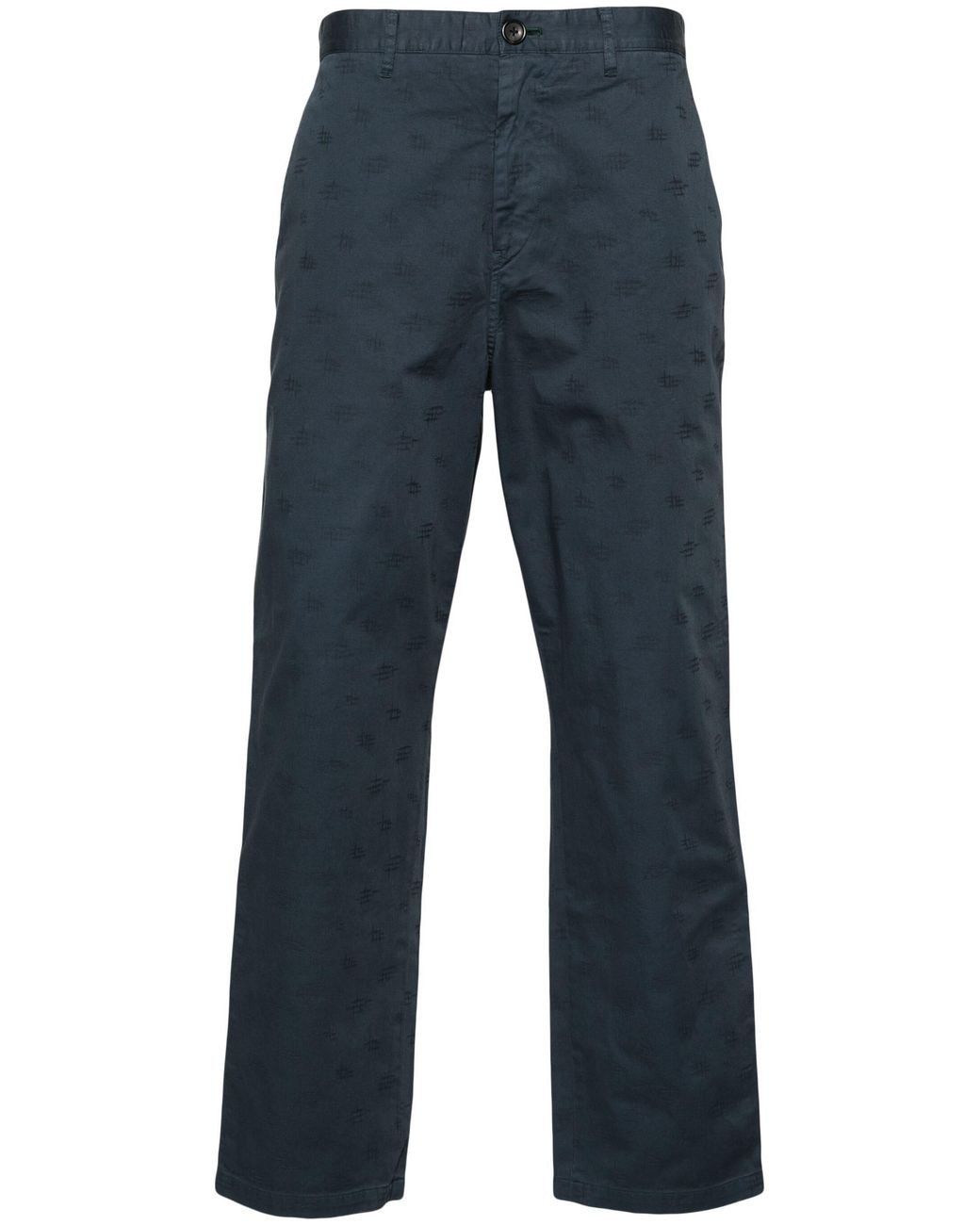 Paul Smith Blue Monogram-Jacquard Straight Trousers for men