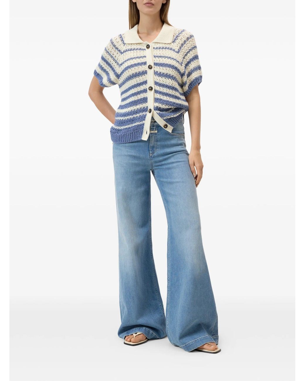Closed Blue Striped Cotton Cardigan