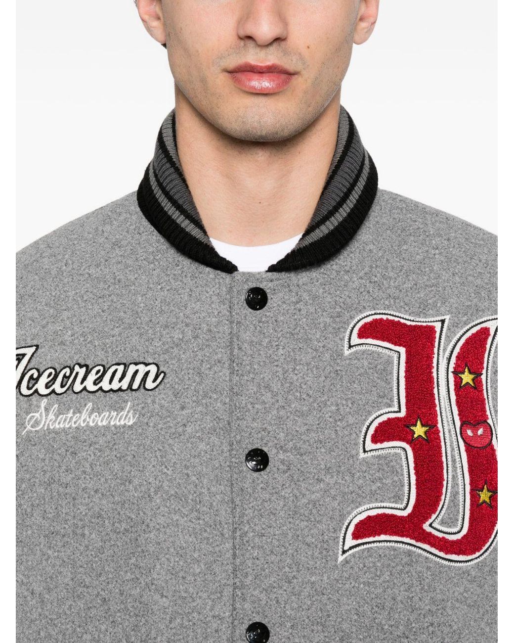 ICECREAM Gray Cotton Bomber Jacket