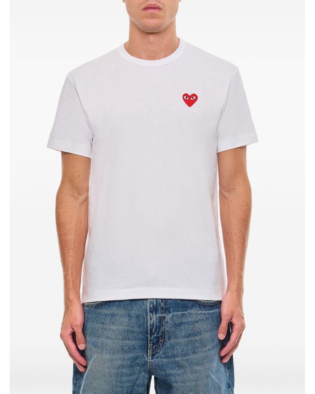 Comme des Garçons White Heart Cotton T Shirt