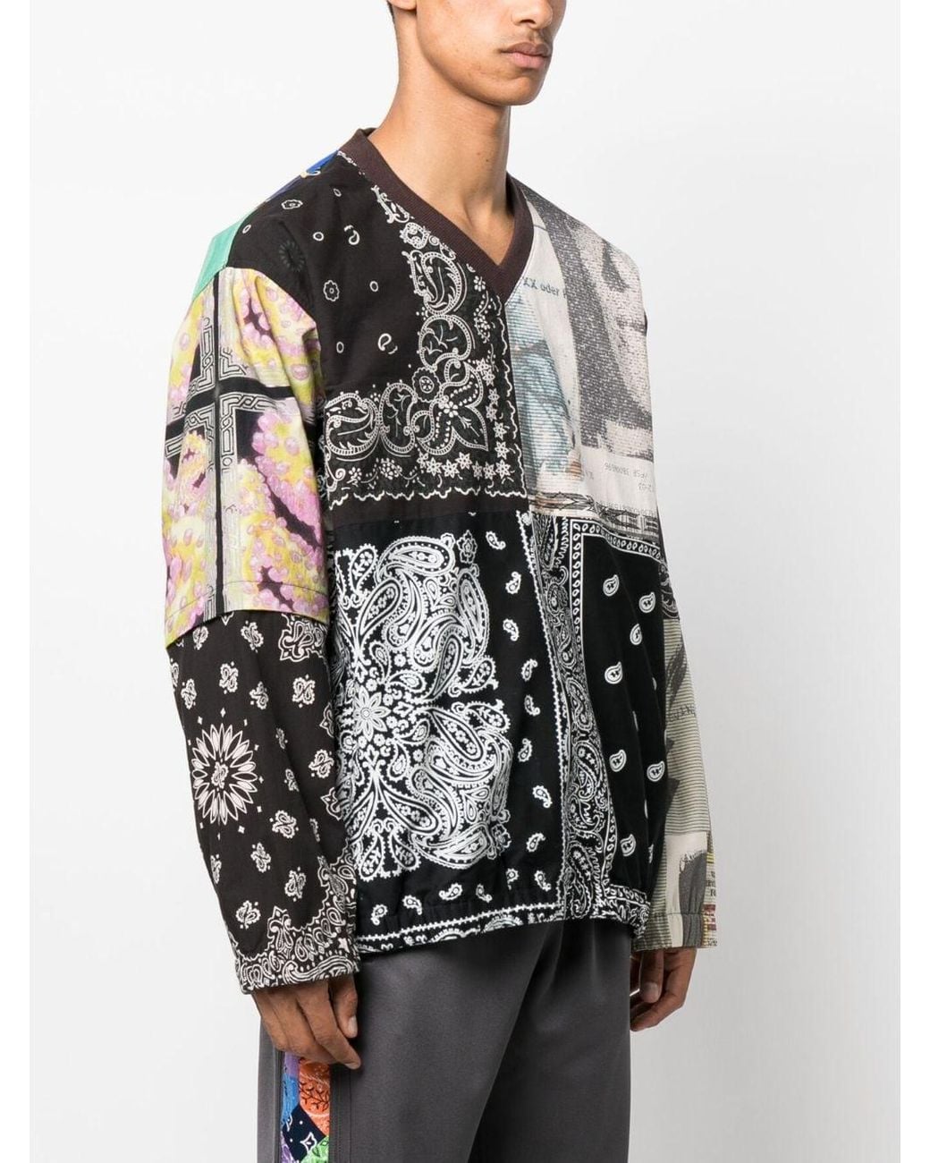 Children of the discordance Natural Patchwork Pattern-Print Cotton Jumper for men