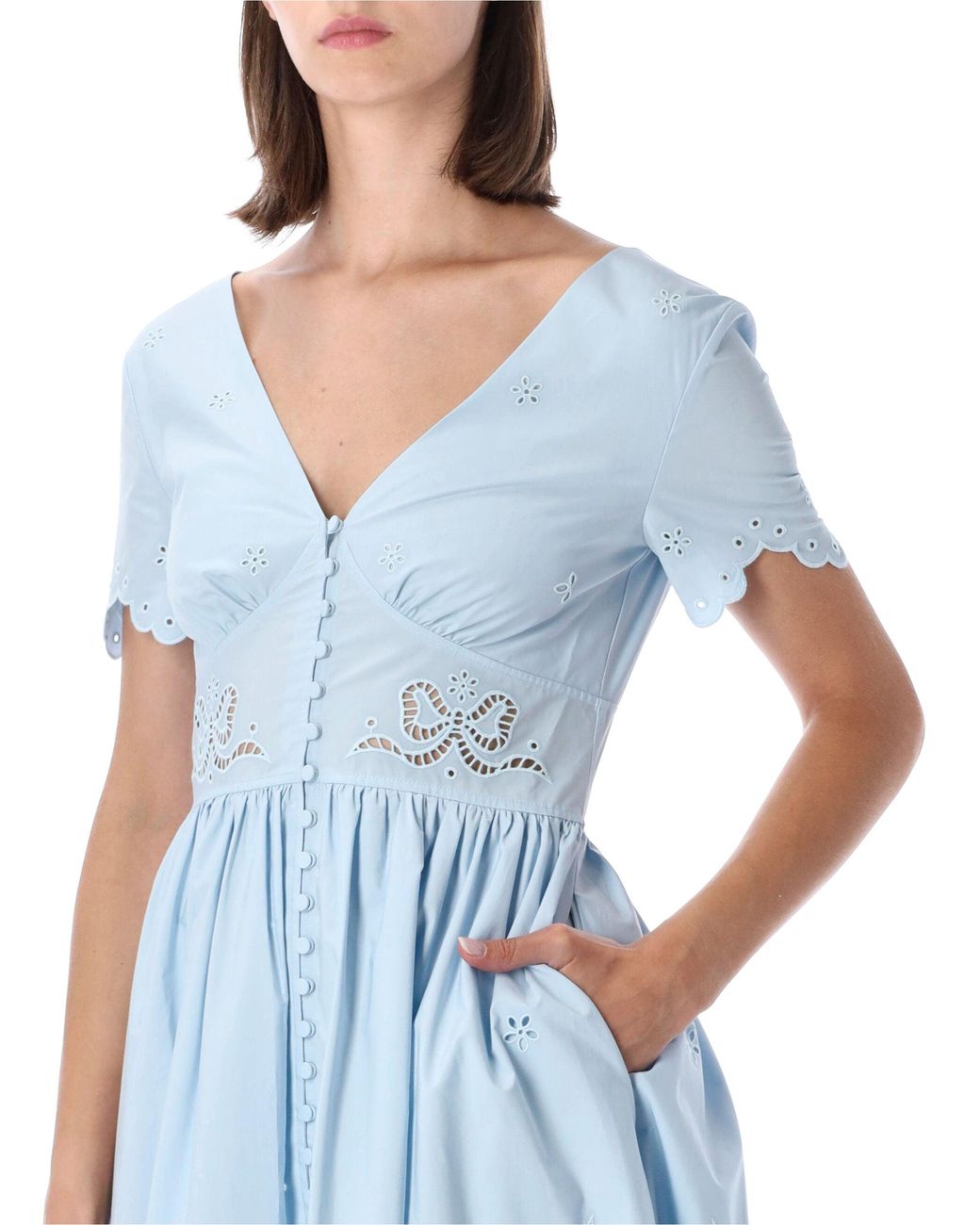 Self-Portrait Blue Elegant Lace Dress For