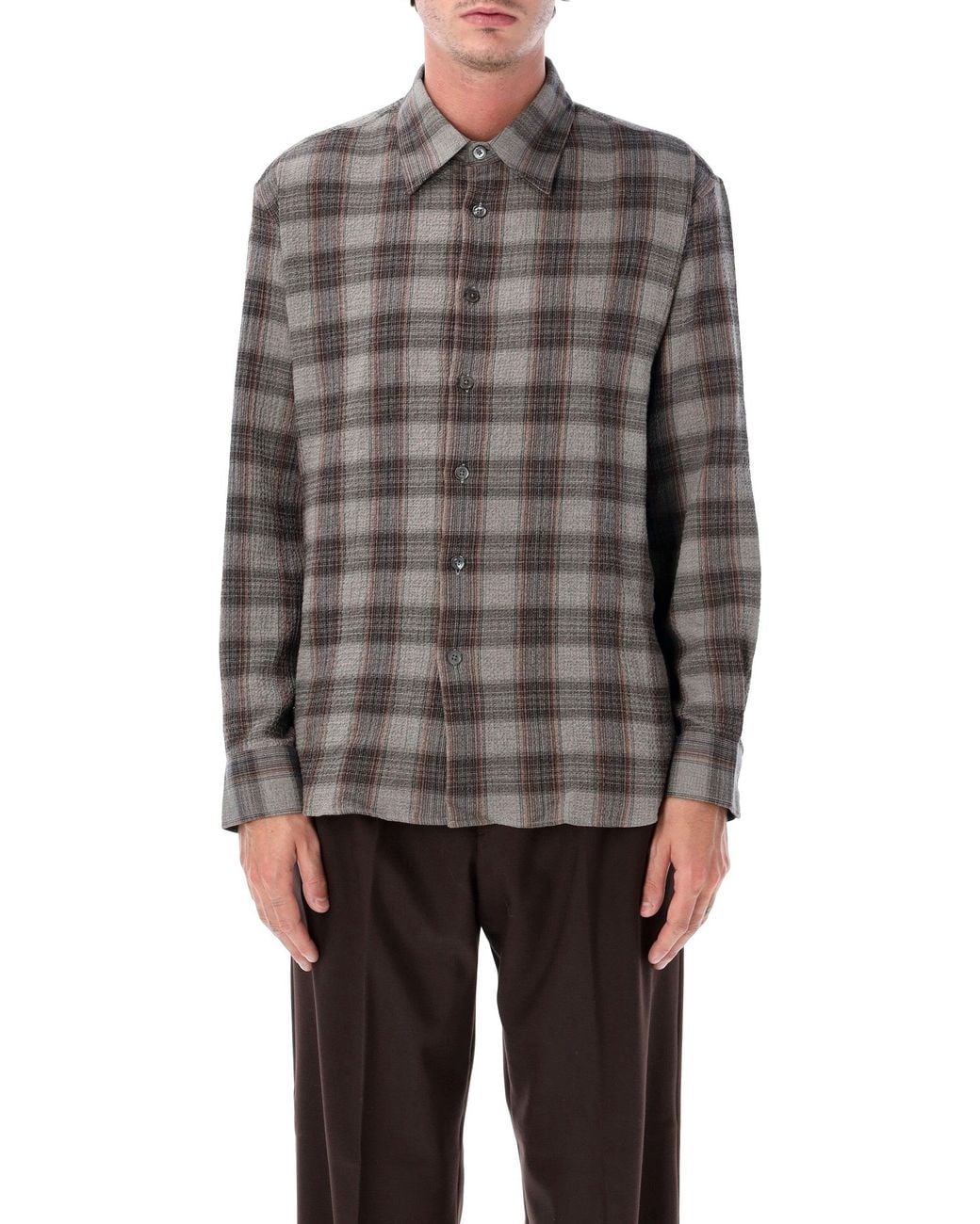 sunflower Gray Plaid Button-Up Shirt for men