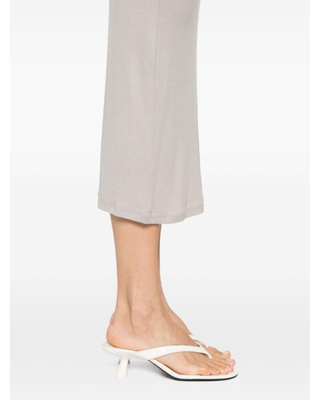 Majestic White Ribbed Viscose Long Dress