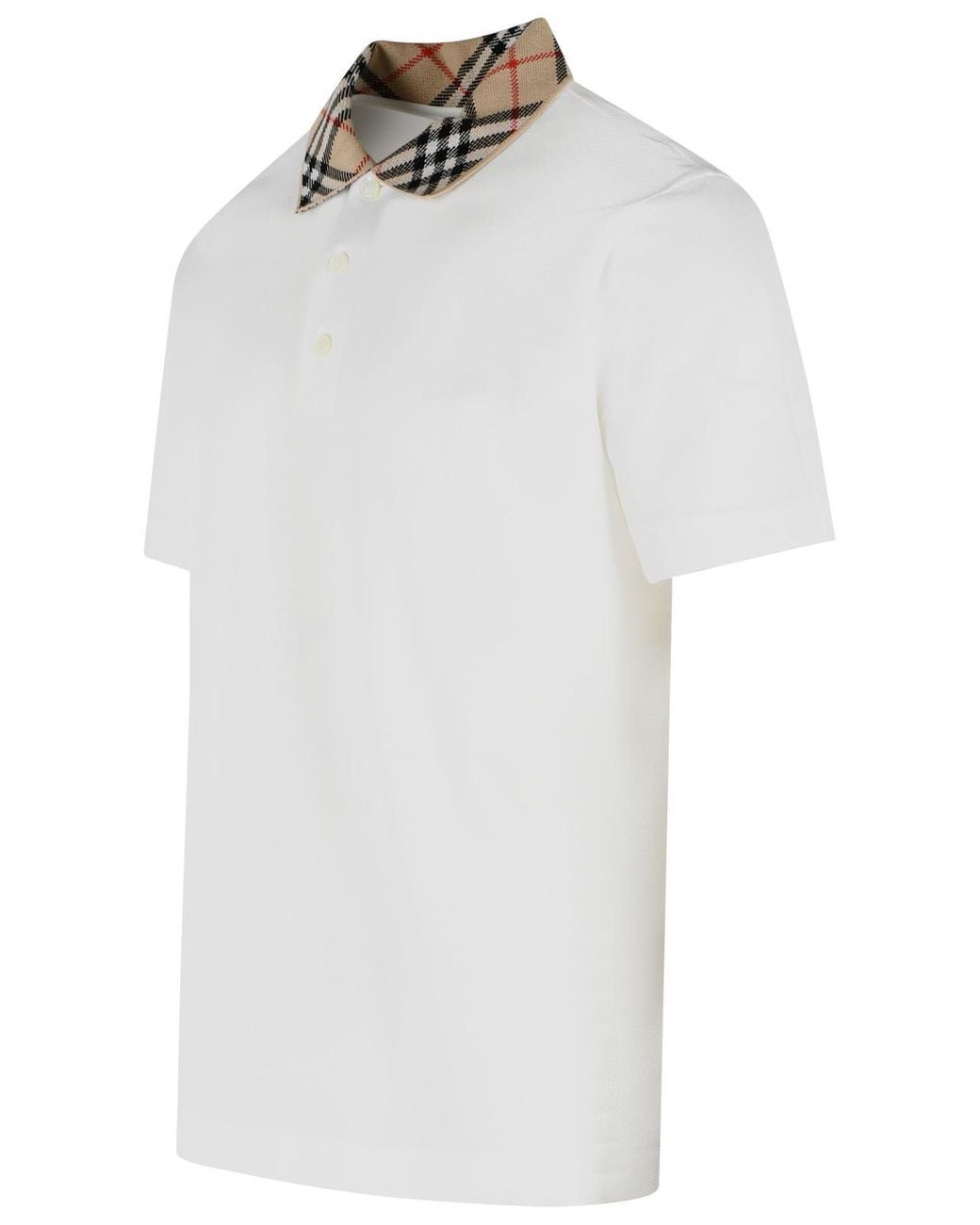 Burberry White 'Evan' Cotton Polo Shirt
