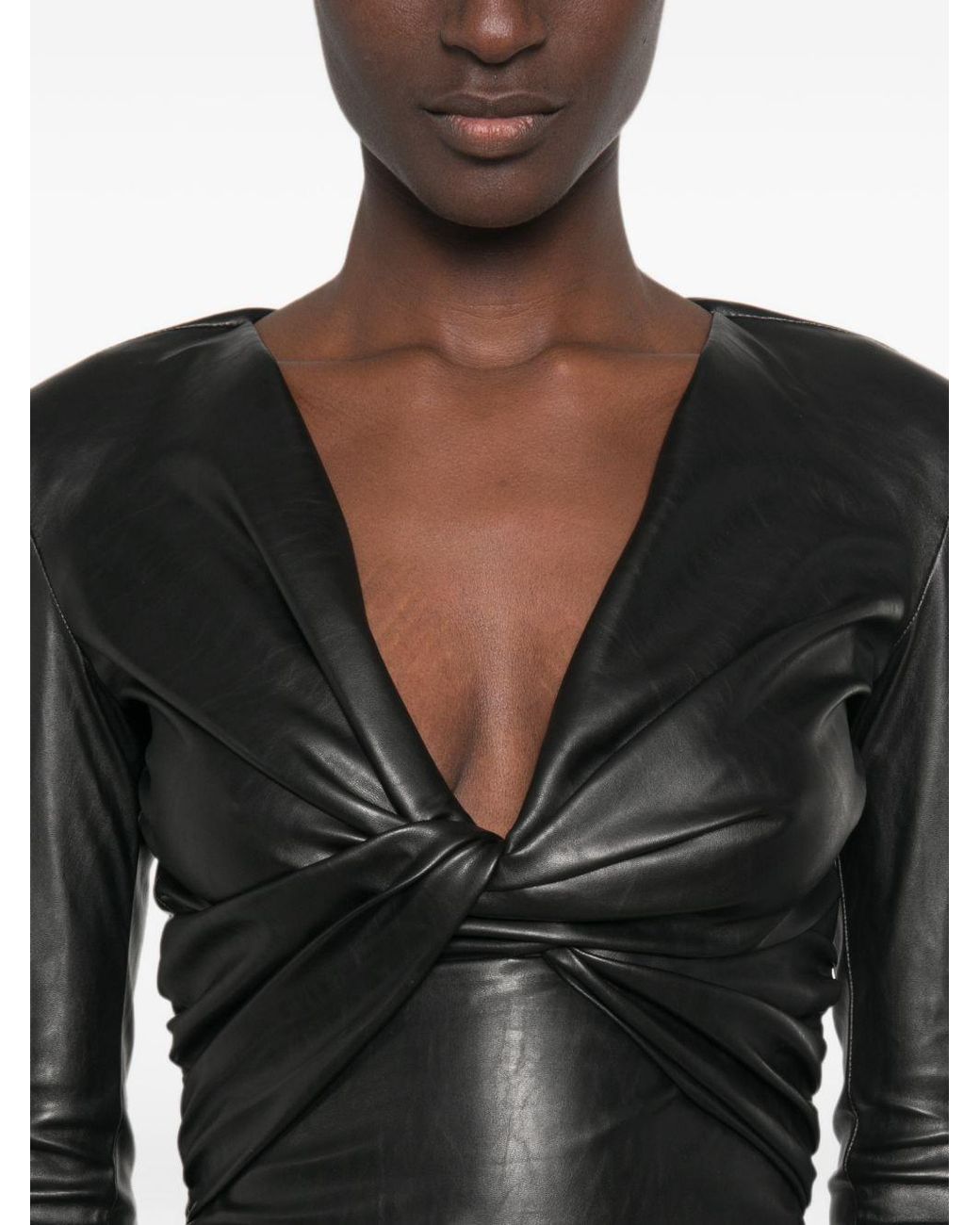 Elisabetta Franchi Black Twist Detail Long Sleeve Bodysuit