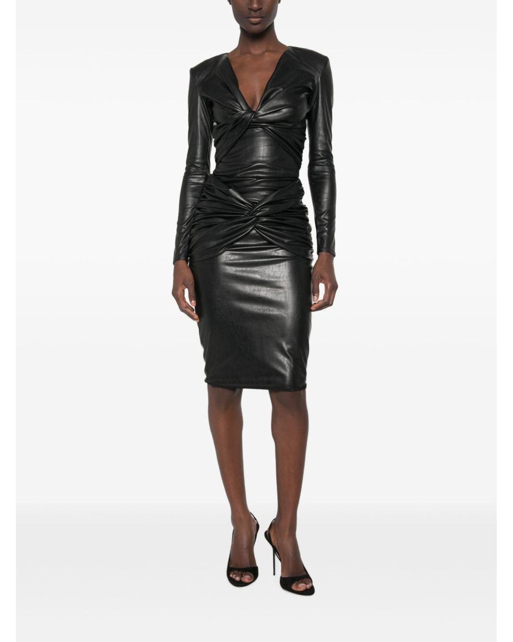 Elisabetta Franchi Black Twist Detail Long Sleeve Bodysuit