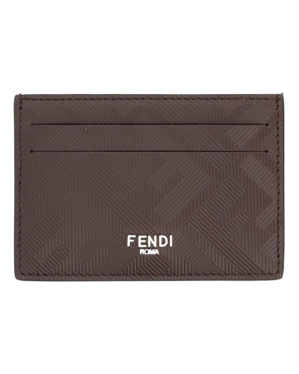 Fendi Brown Leather Card Holder for men