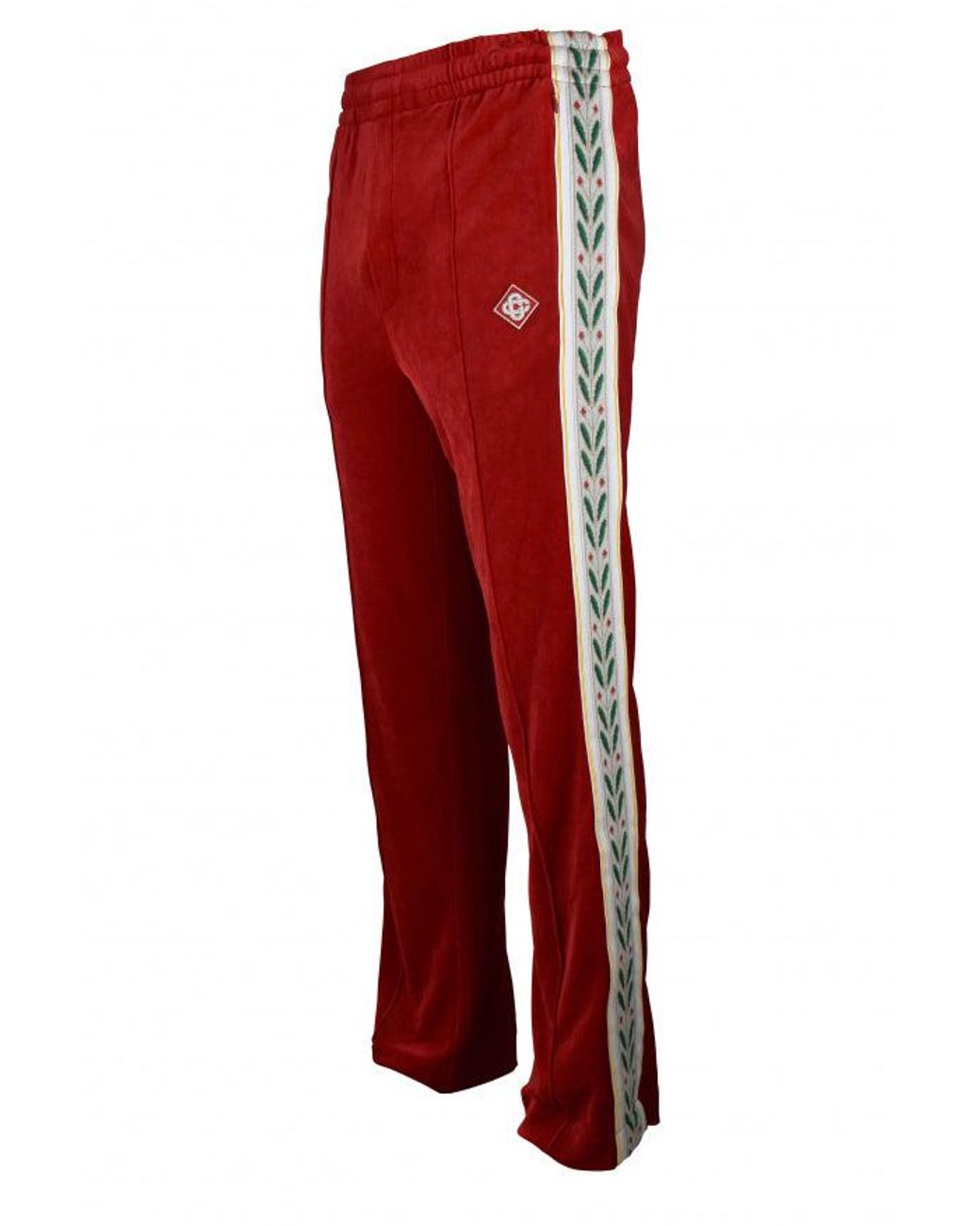 Casablanca Red Laurel Velvet Sweatpants Satin Stripe