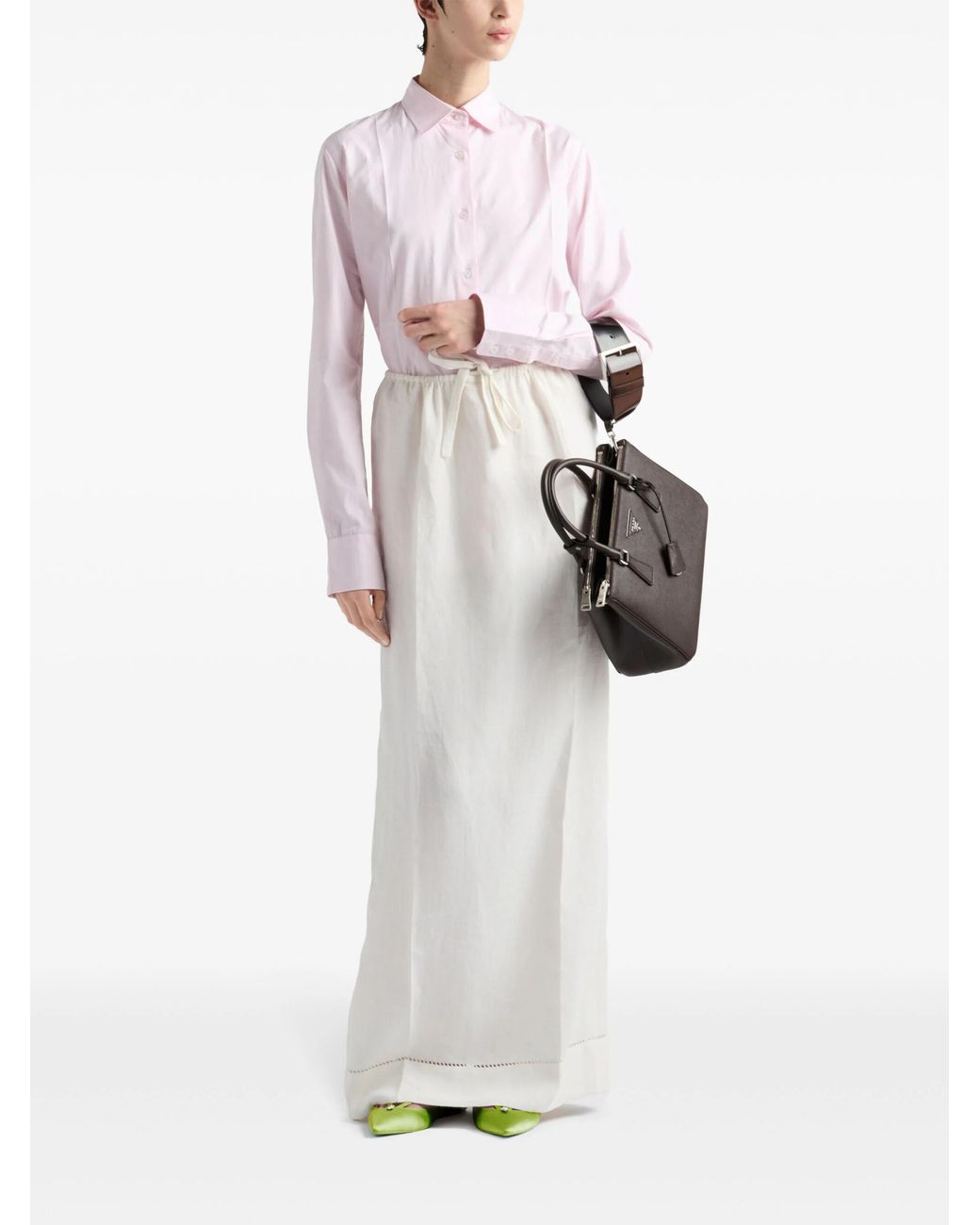 Prada White Logo-Embroidered Skirt