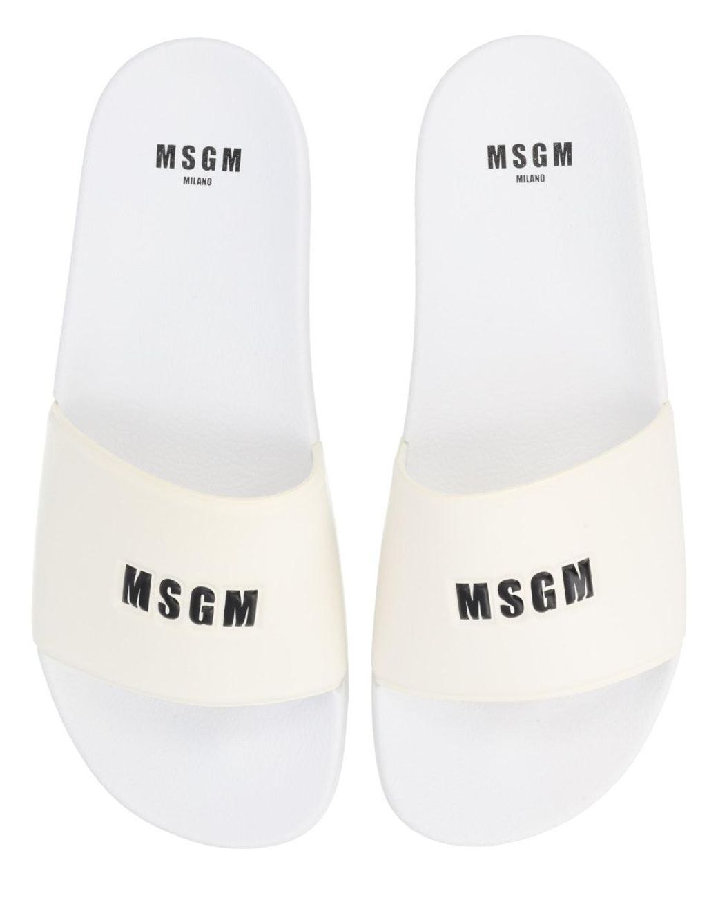 MSGM White Logo Slides for men
