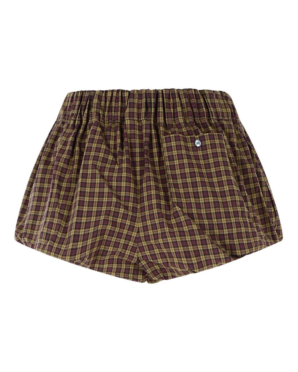 Marni Brown Checkered High-Waist Poplin Chino Shorts