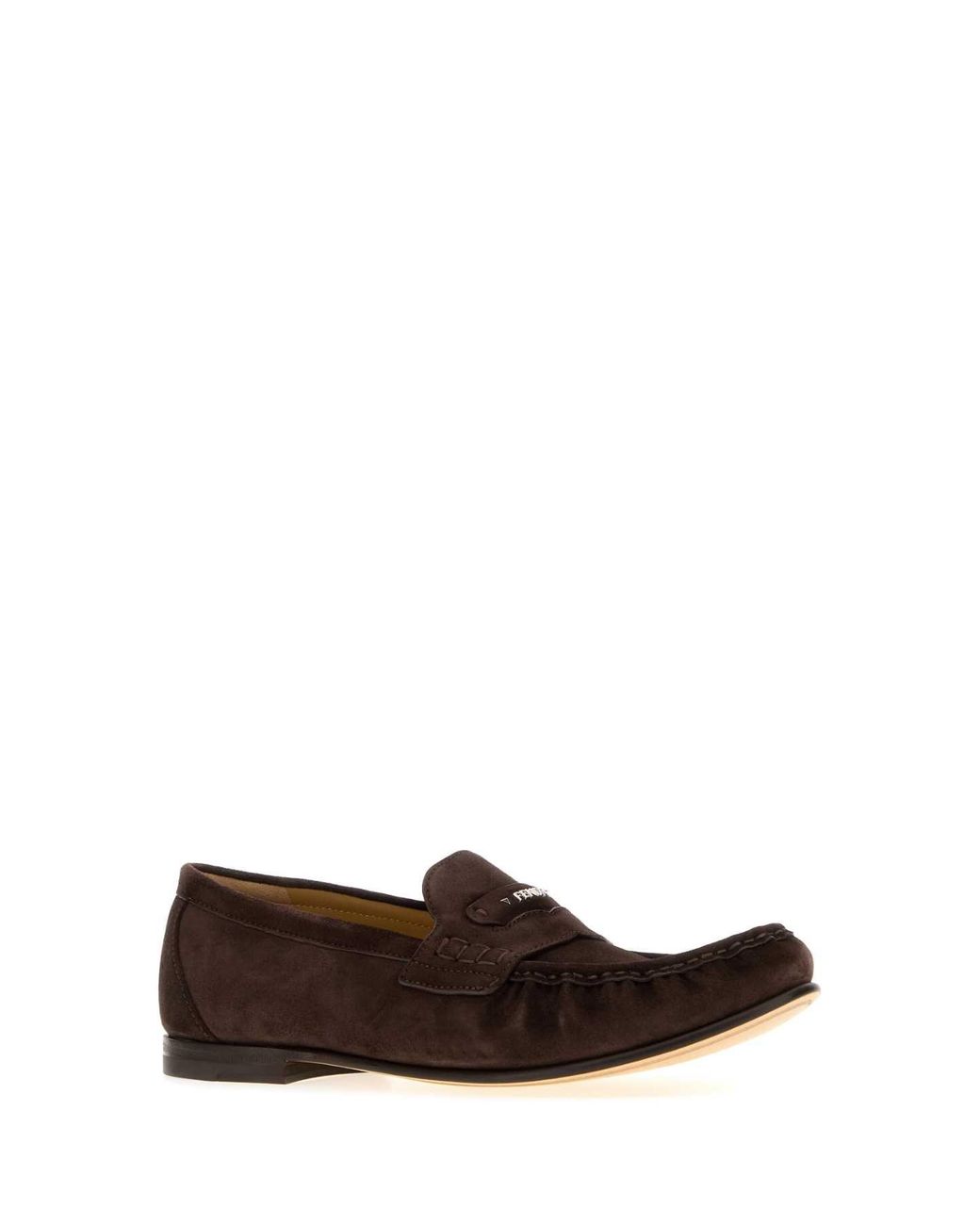Fendi Brown Dark Suede Crosta Loafers