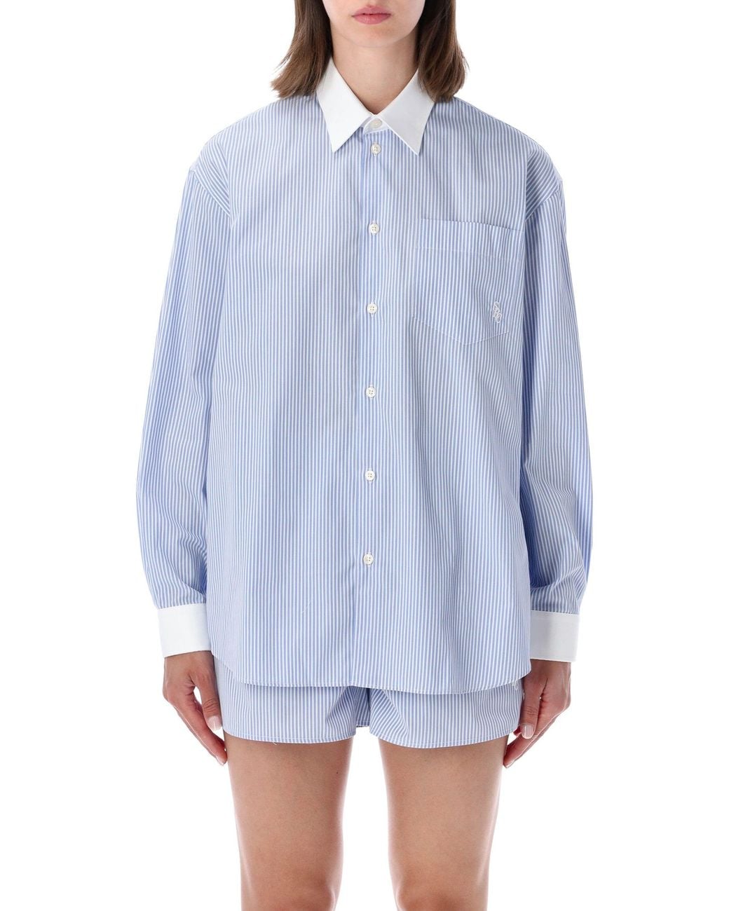 Sporty & Rich Blue Sporty & Rich Sporty & Rich Oversized Poplin Shirt