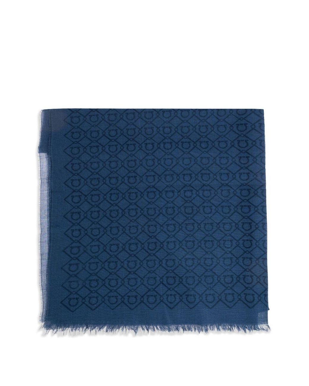 Ferragamo Blue Wool Scarf for men
