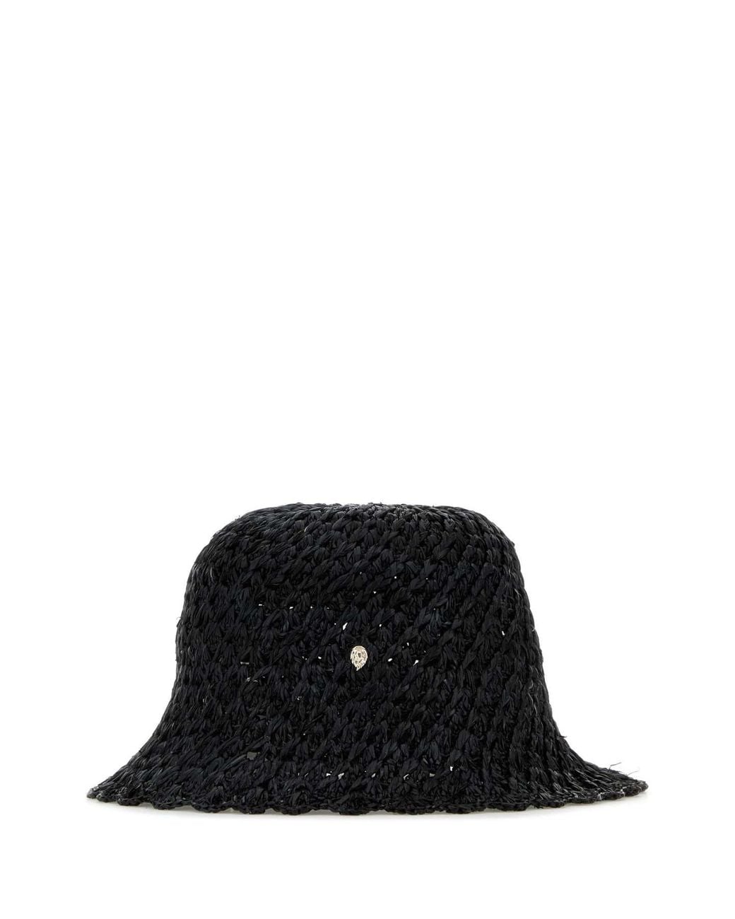 Helen Kaminski Black Rio Raffia Crochet Cloche