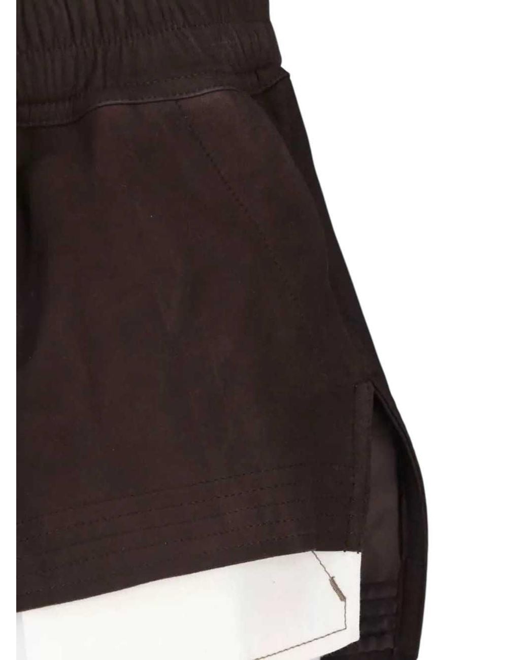 Rick Owens Black Leather Shorts