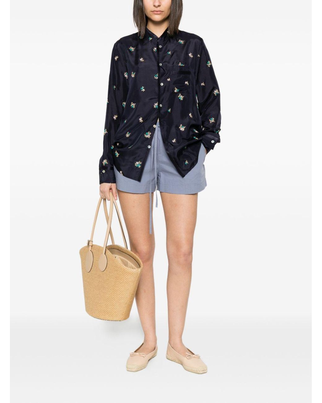 Forte_forte Blue Embroidered Silk Shirt