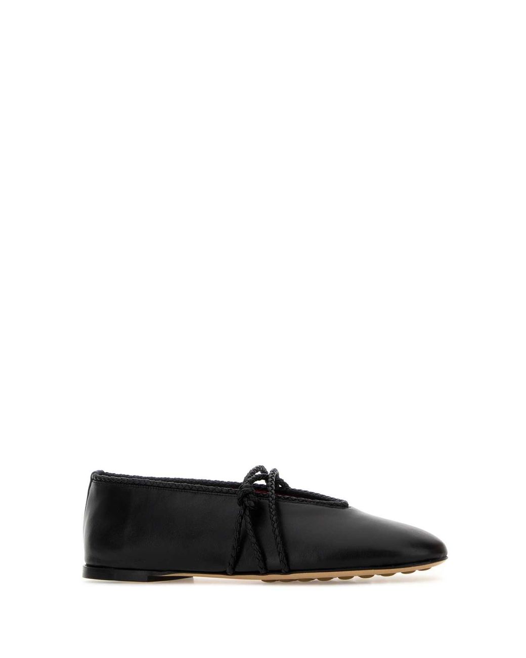 Bottega Veneta Black Leather Mary-Jane Ballerinas