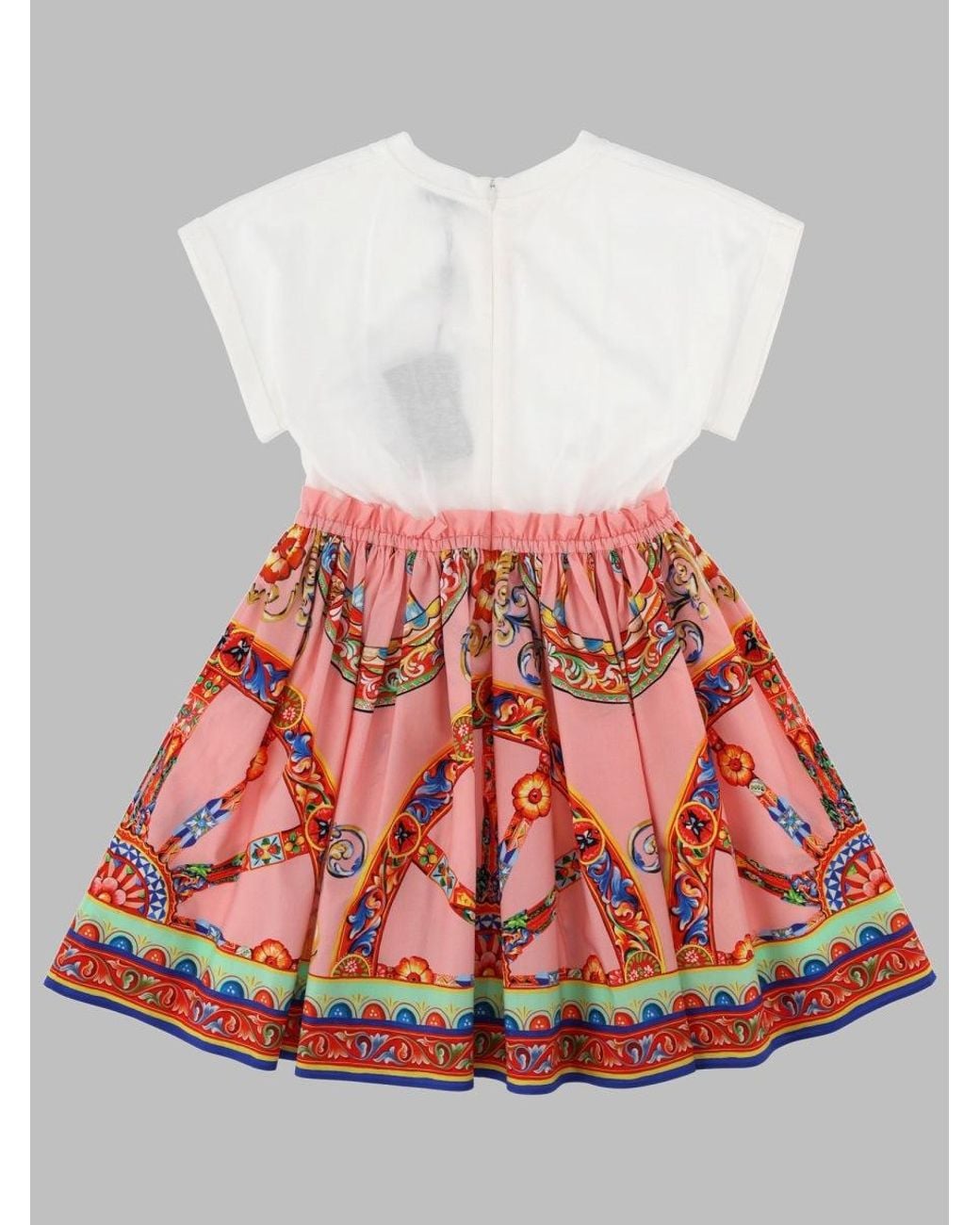 Dolce & Gabbana Red Vestito Con Gonna A Fantasia