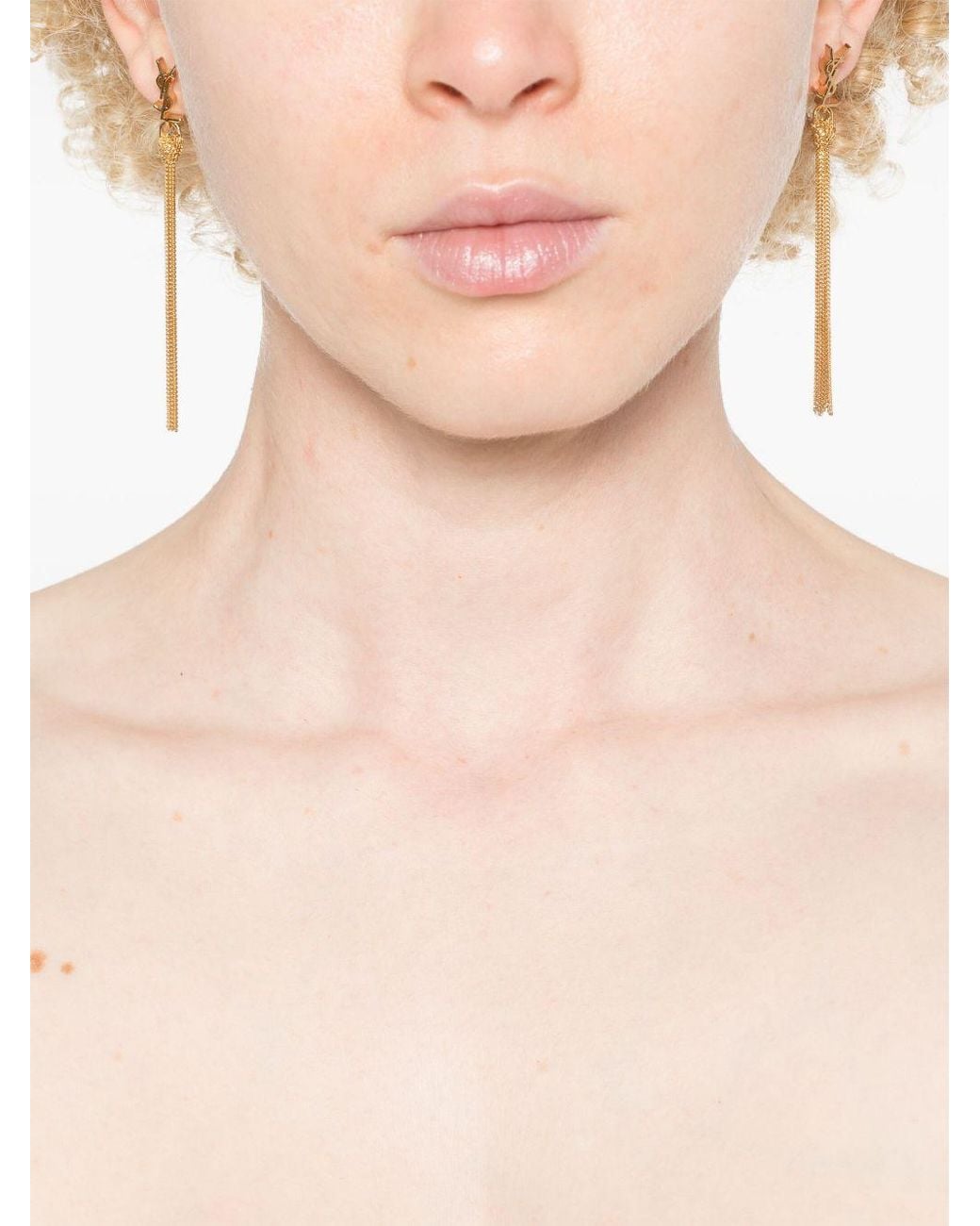 Saint Laurent White Cassandre Earrings