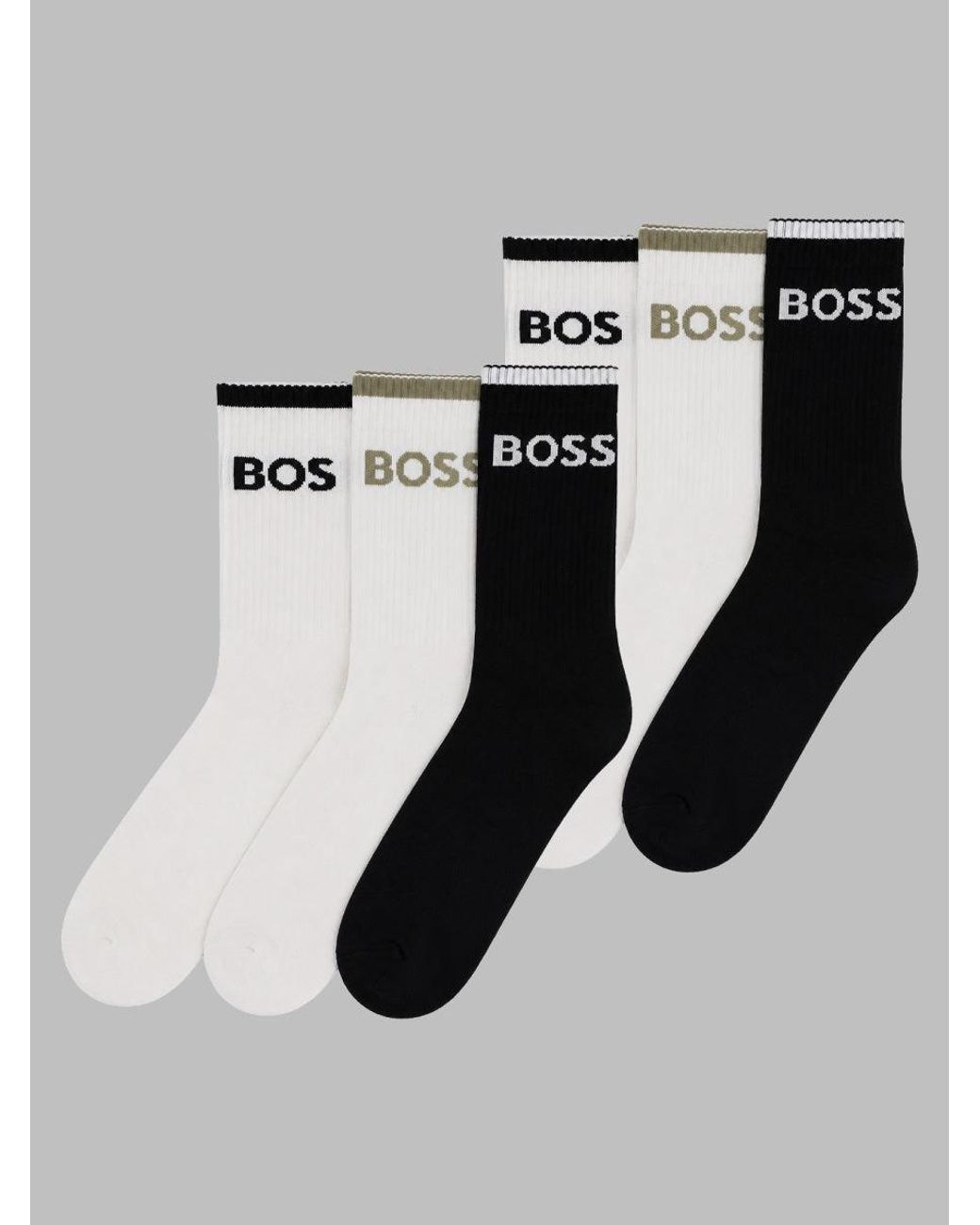 Boss White Logo Crew Socks 6-Pack for men