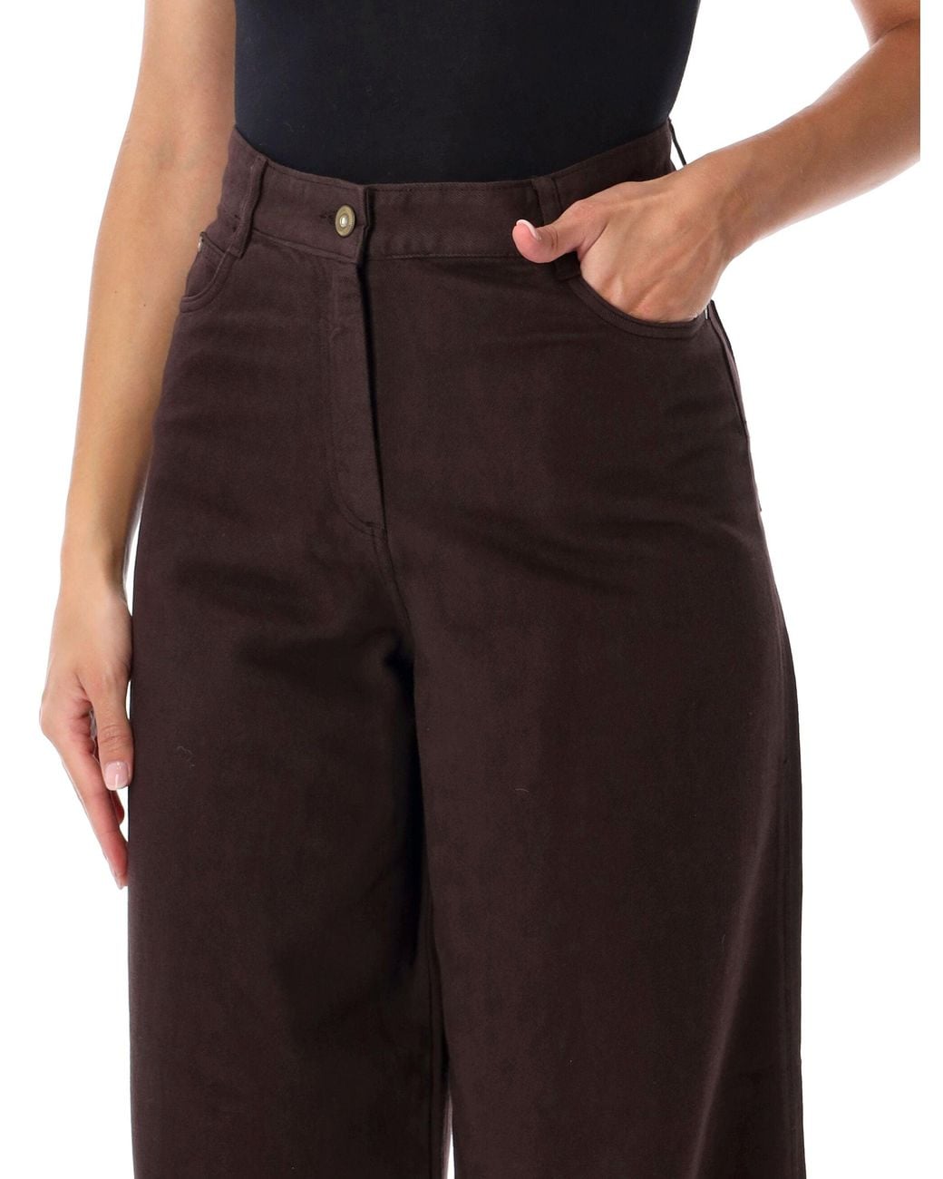 Sessun Black High-Waist Wide-Leg Cotton Jeans