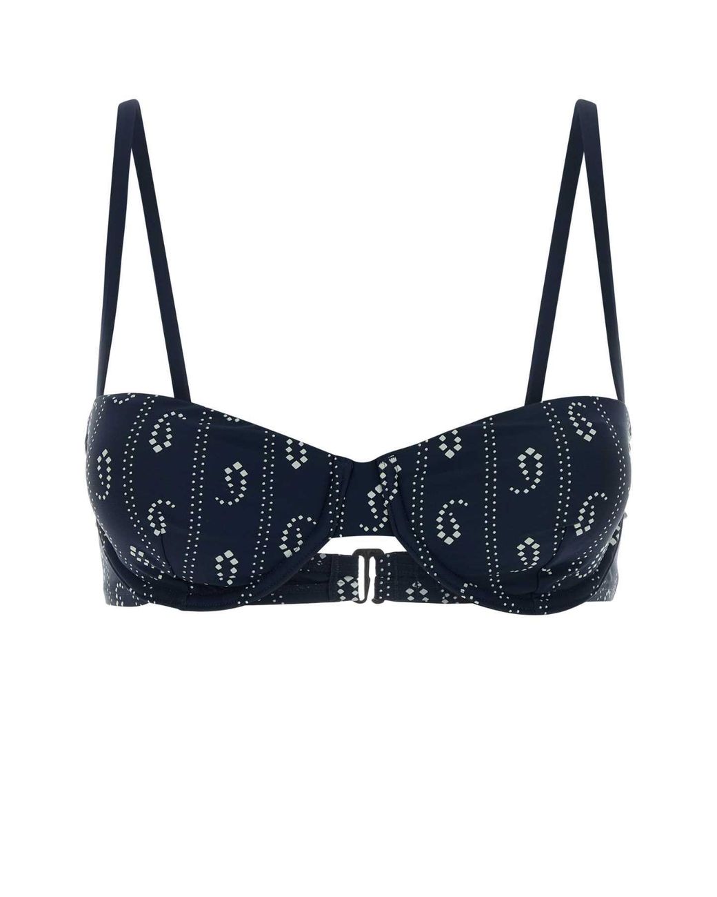 Tory Burch Blue Printed Stretch Nylon Bikini Top