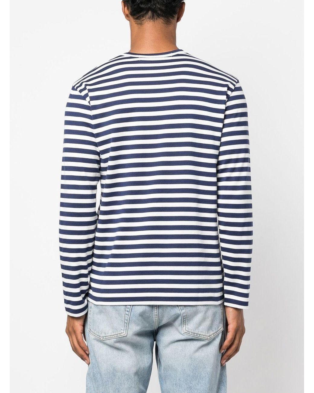 COMME DES GARÇONS PLAY Blue U T-Shirt Double Burgendy Emblem Knit