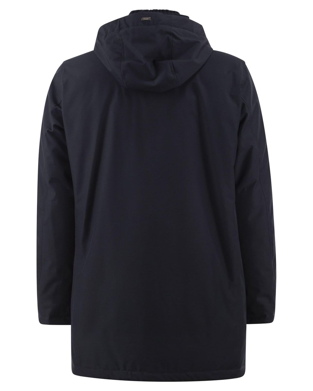 Herno Blue Hooded Parka With Knitted Inner Collar