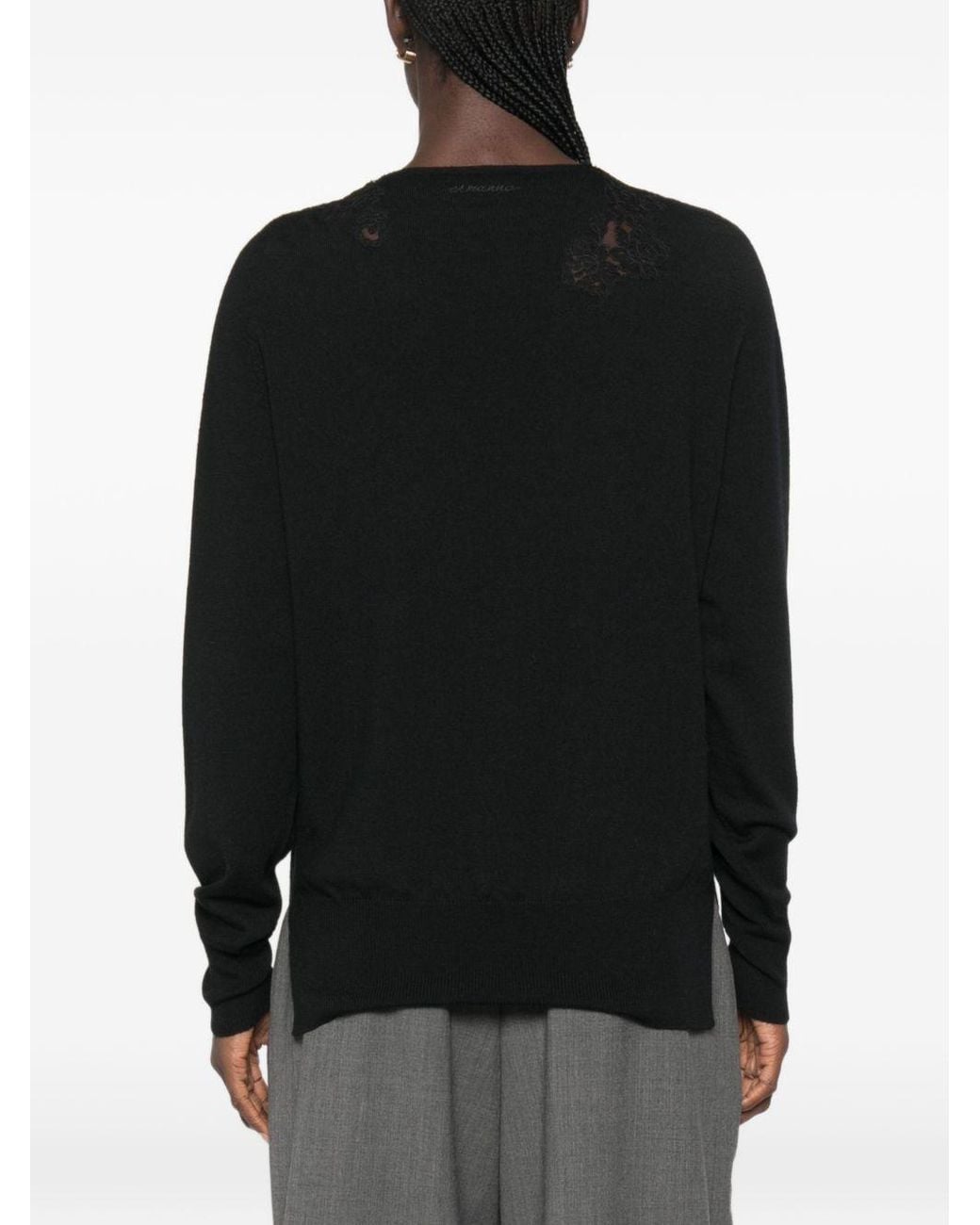 ERMANNO FIRENZE Black Wool V Necked Sweater