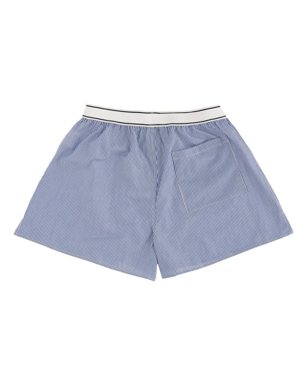 SPORTY&RICH Blue Striped Logo Shorts