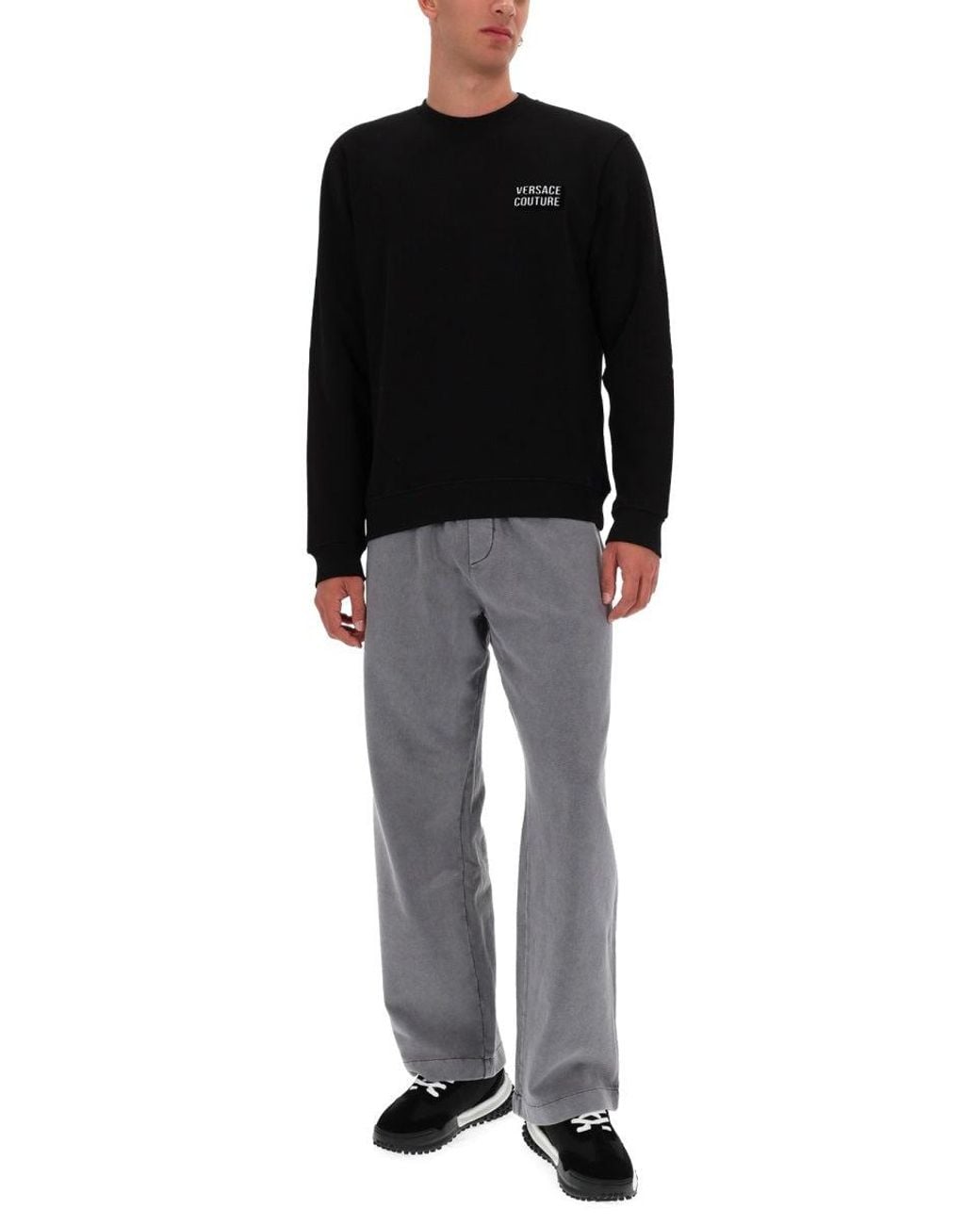 Versace Jeans Couture Black Sweatshirt With Logo for men