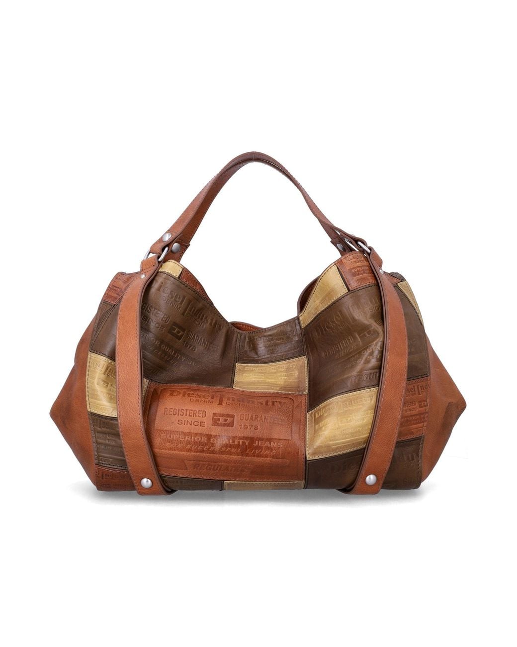 DIESEL Brown Patchwork Leather Shoulder Bag