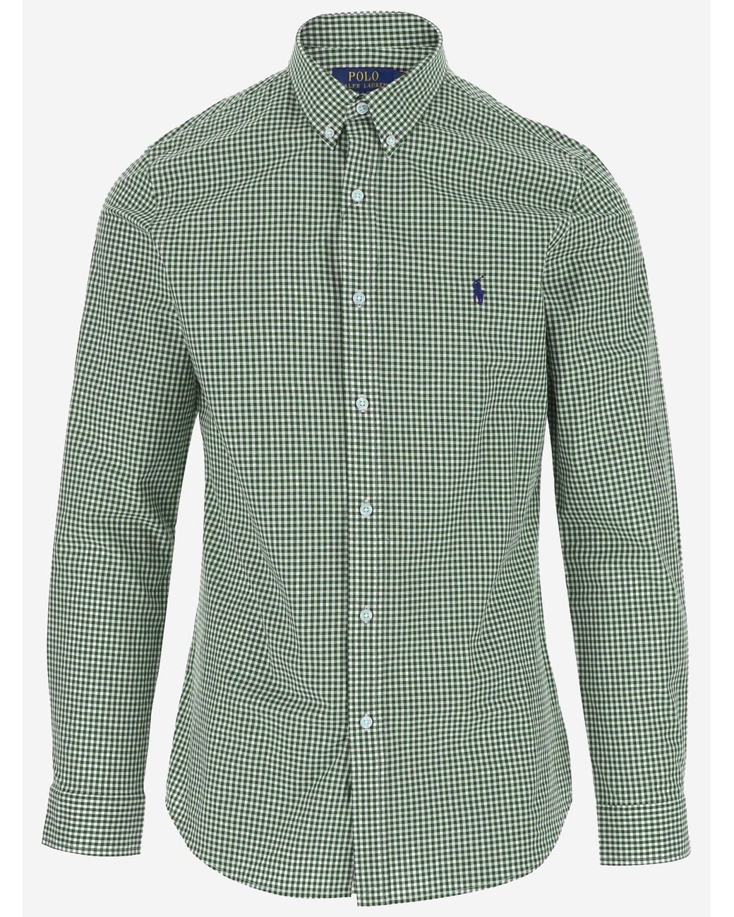 Polo Ralph Lauren Green Checked Shirt Stretch Cotton for men