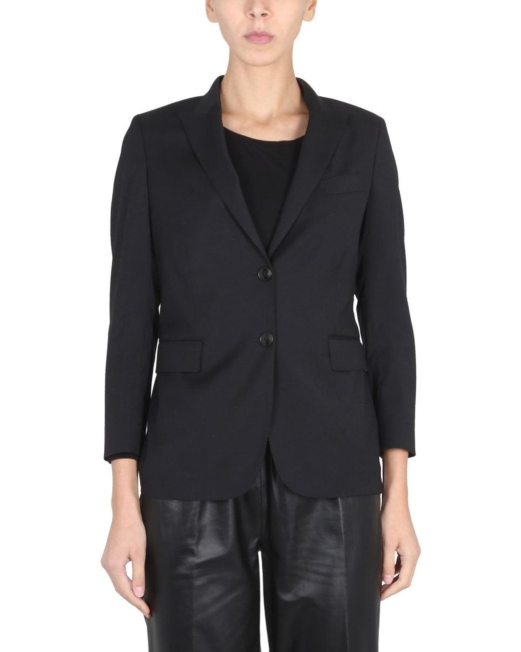 SAULINA Black Angelica Button-Fastening Blazer
