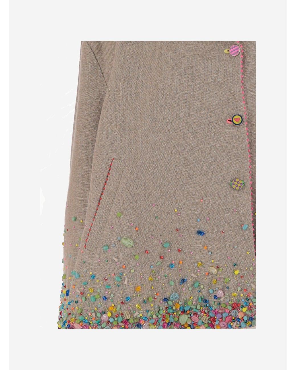 Péro Brown Leinenjacke mit Perlen